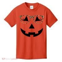 Leopard Jack O Lantern Pumpkin Face Kids T-Shirt thumb 0