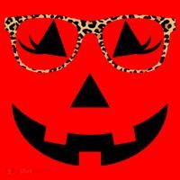 Leopard Jack O Lantern Pumpkin Face Santa Hat thumb 1
