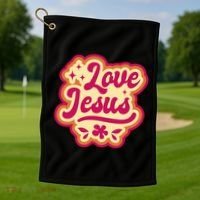 Love Jesus Retro Golf Towel thumb 1