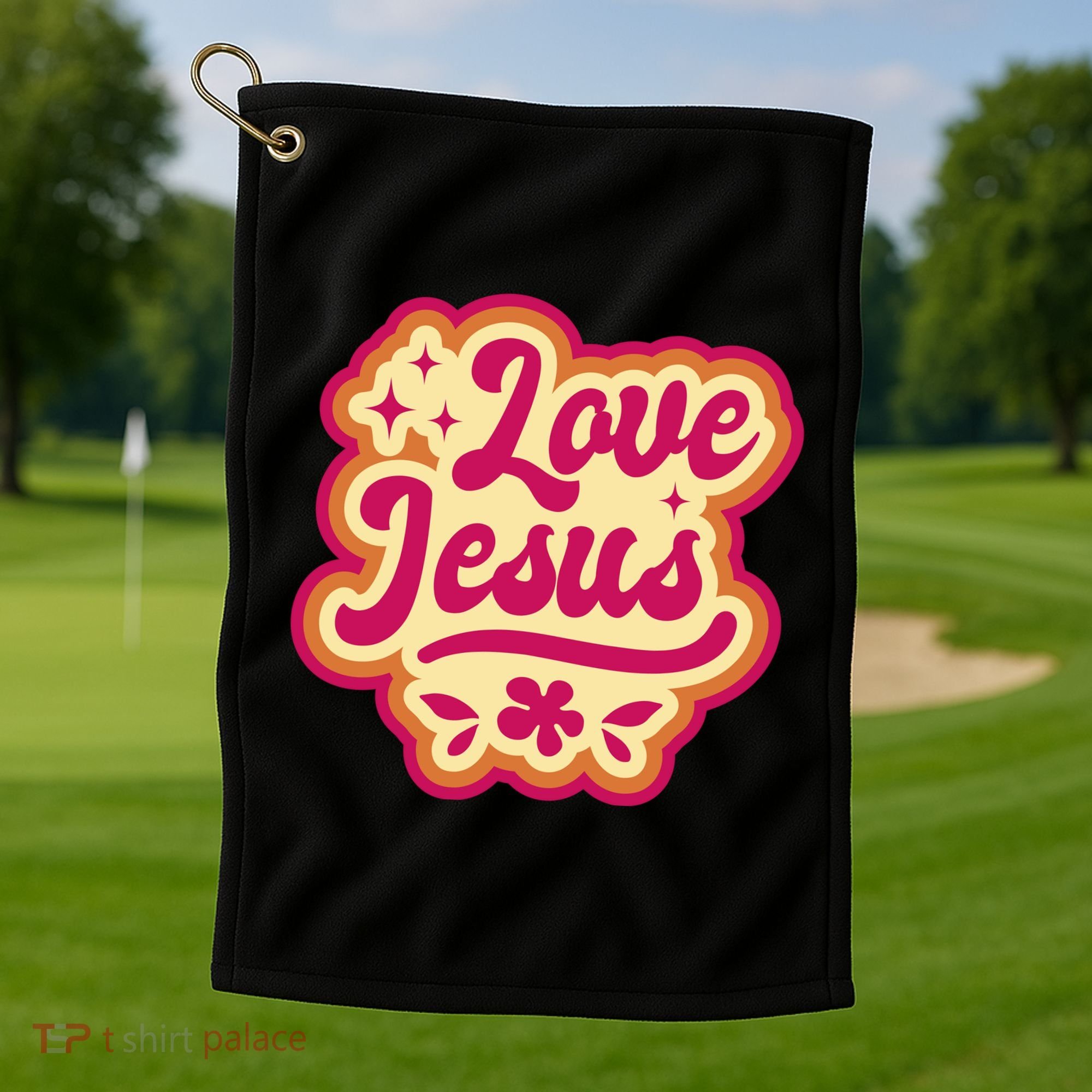 Love Jesus Retro Golf Towel