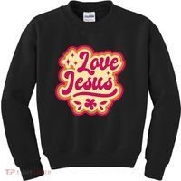 Love Jesus Retro Kids Sweatshirt thumb 0