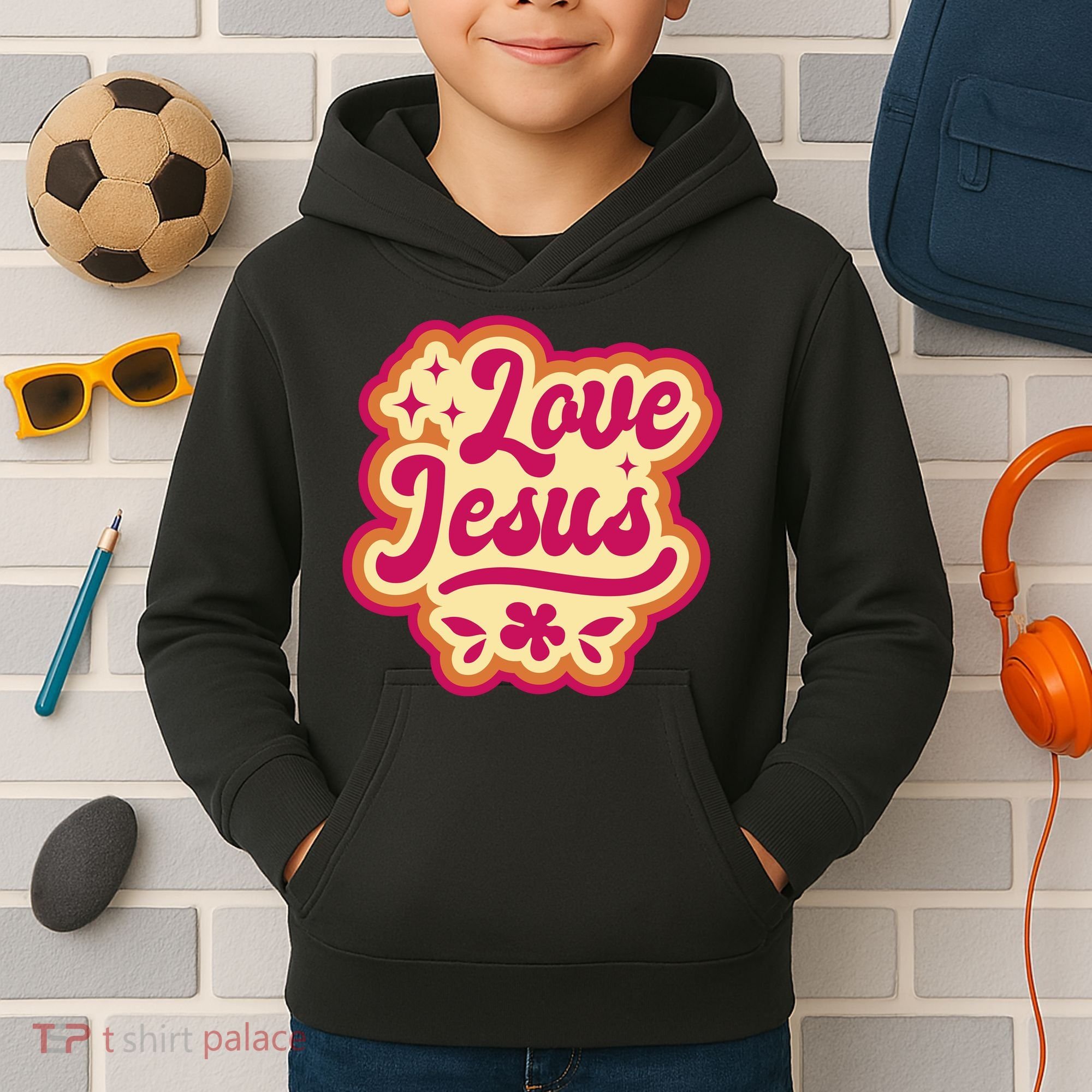 Love Jesus Retro Kids Hoodie