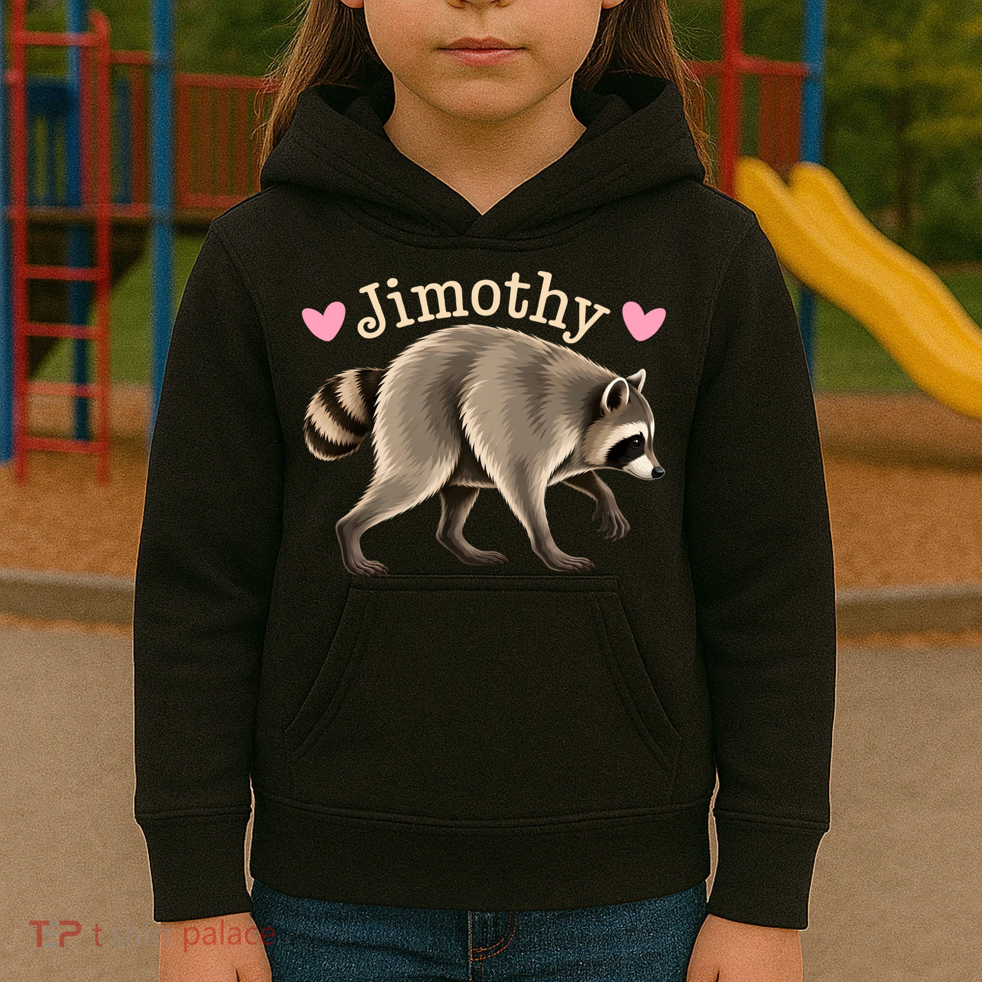Love Jimothy The Raccoon Funny Viral Meme Kids Hoodie