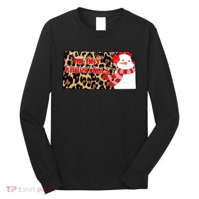 Leopard Kansas Christmas With Snowman Long Sleeve Shirt