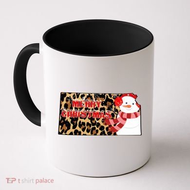 Leopard Kansas Christmas With Snowman Coffee Mug