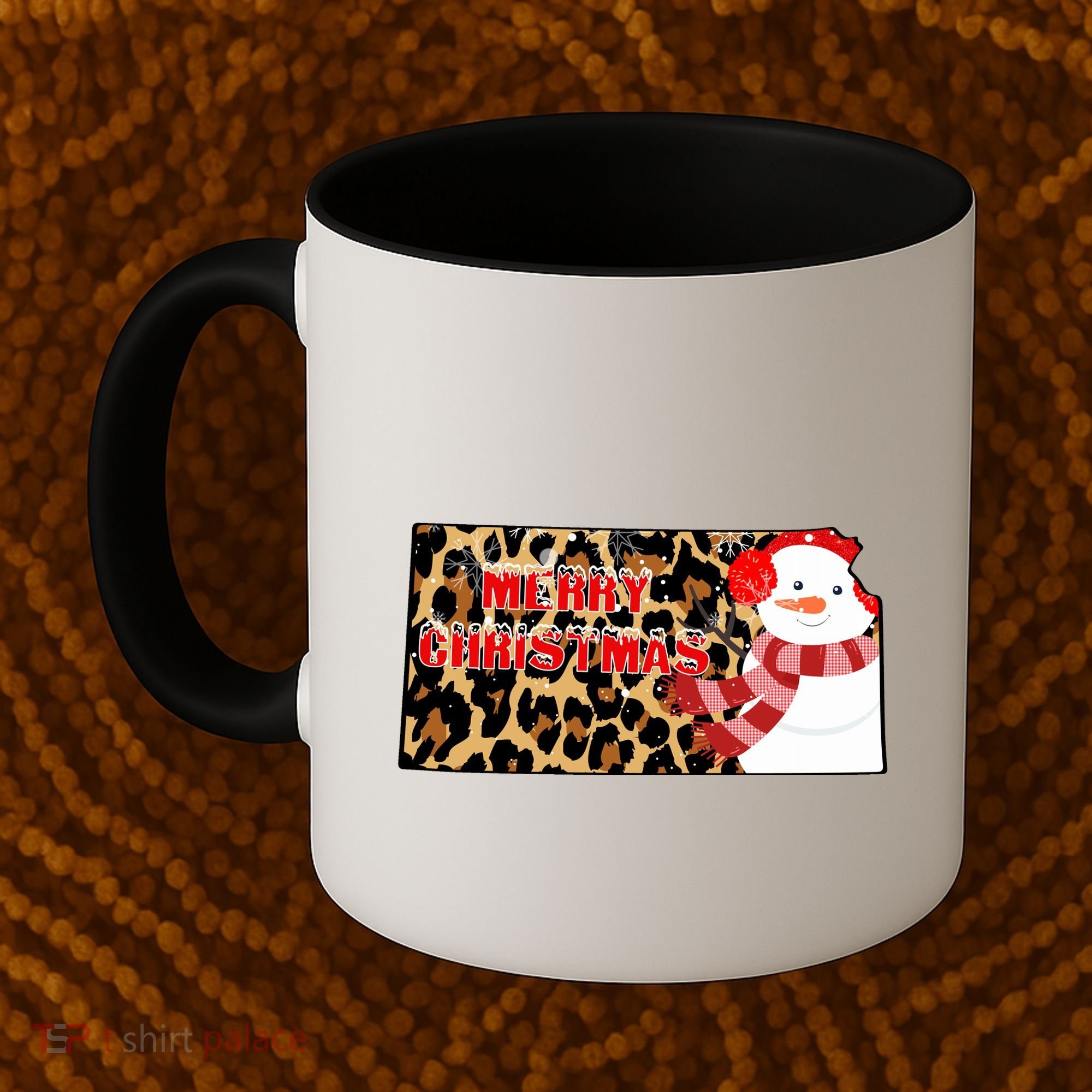 Leopard Kansas Christmas With Snowman Coffee Mug