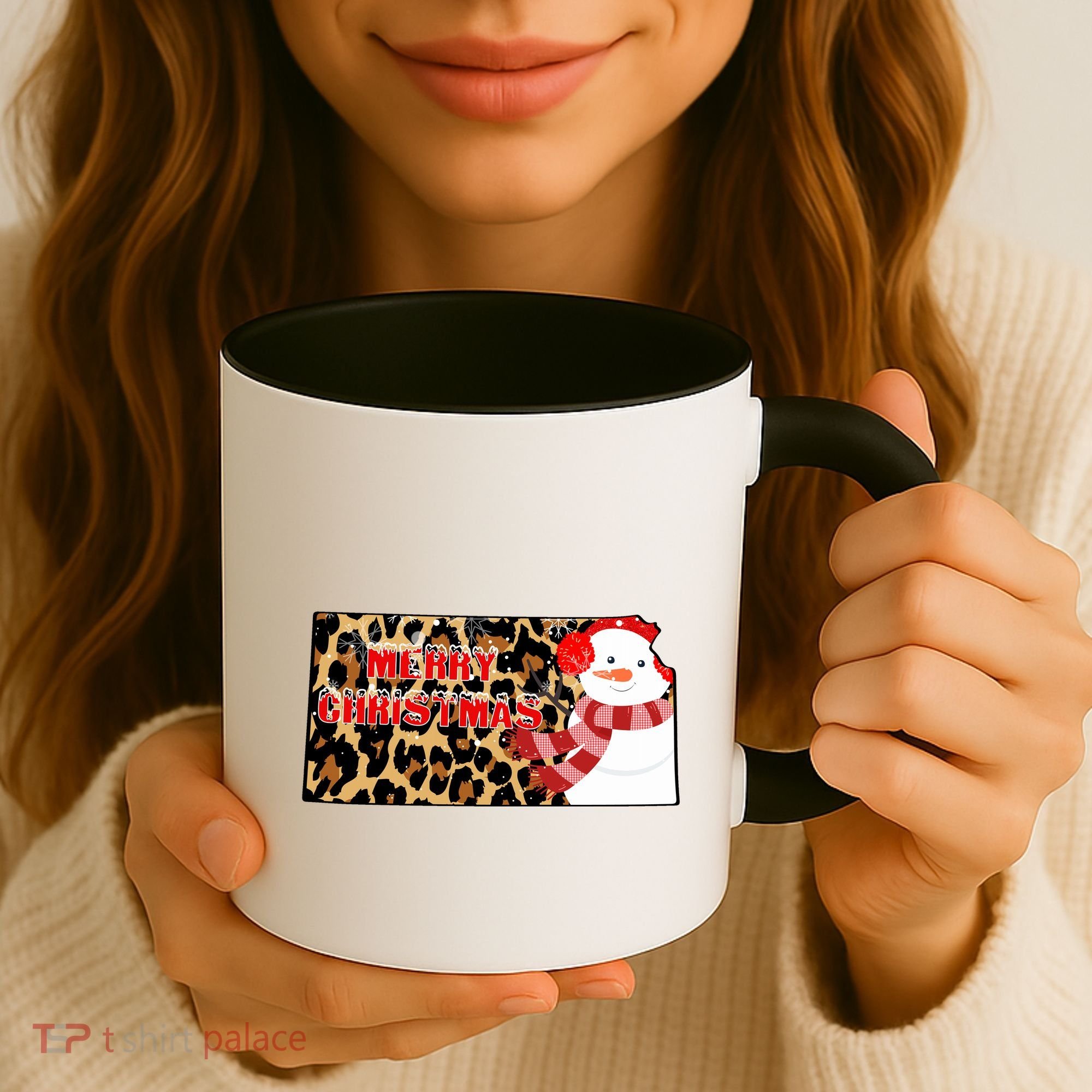 Leopard Kansas Christmas With Snowman Coffee Mug