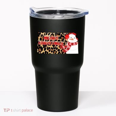 Leopard Kansas Christmas With Snowman Tumbler