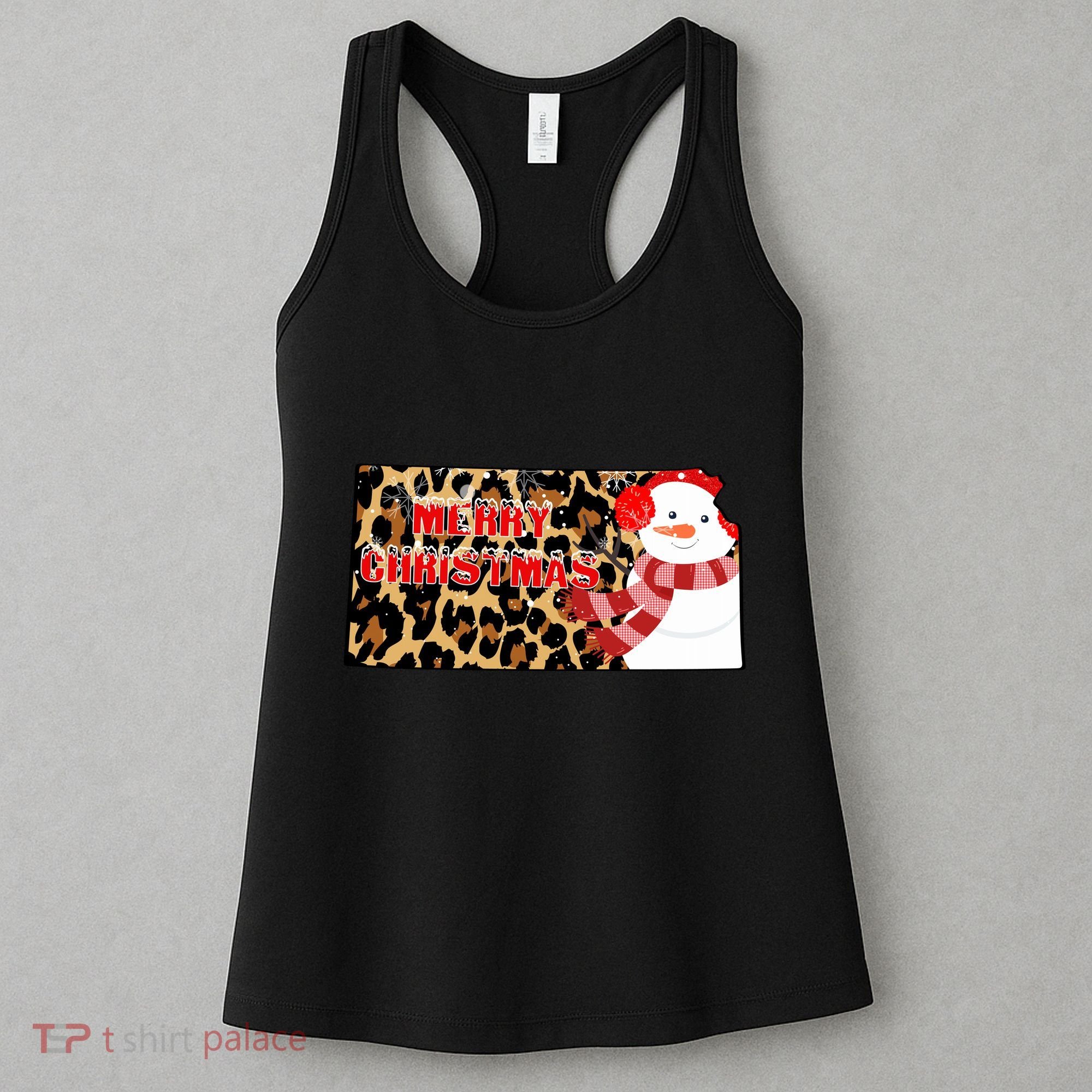 Leopard Kansas Christmas With Snowman Women's Tank Top