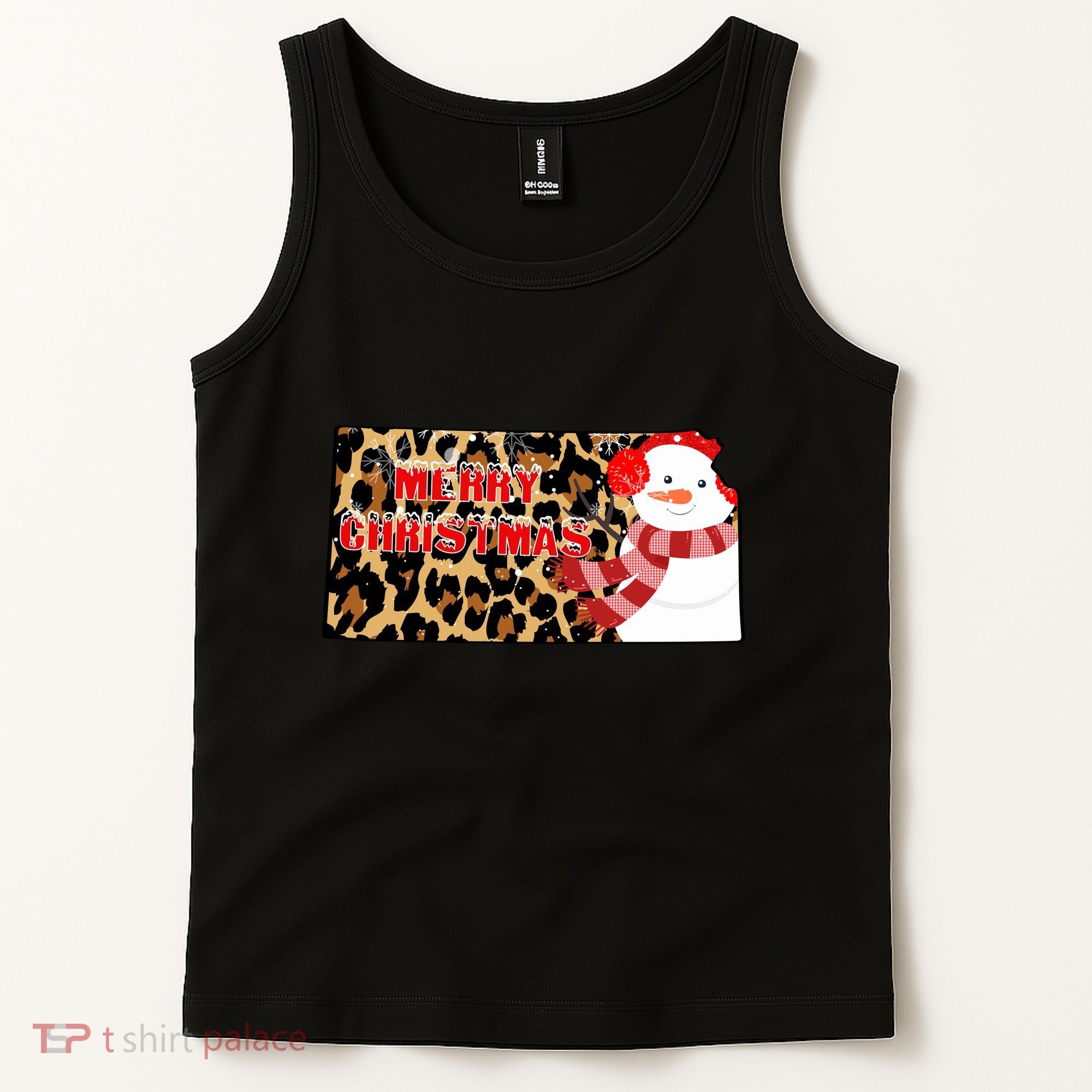 Leopard Kansas Christmas With Snowman Tank Top