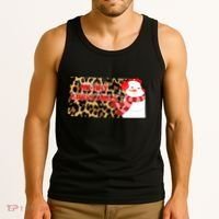 Leopard Kansas Christmas With Snowman Tank Top thumb 3