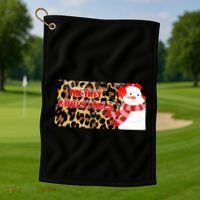 Leopard Kansas Christmas With Snowman Golf Towel thumb 1