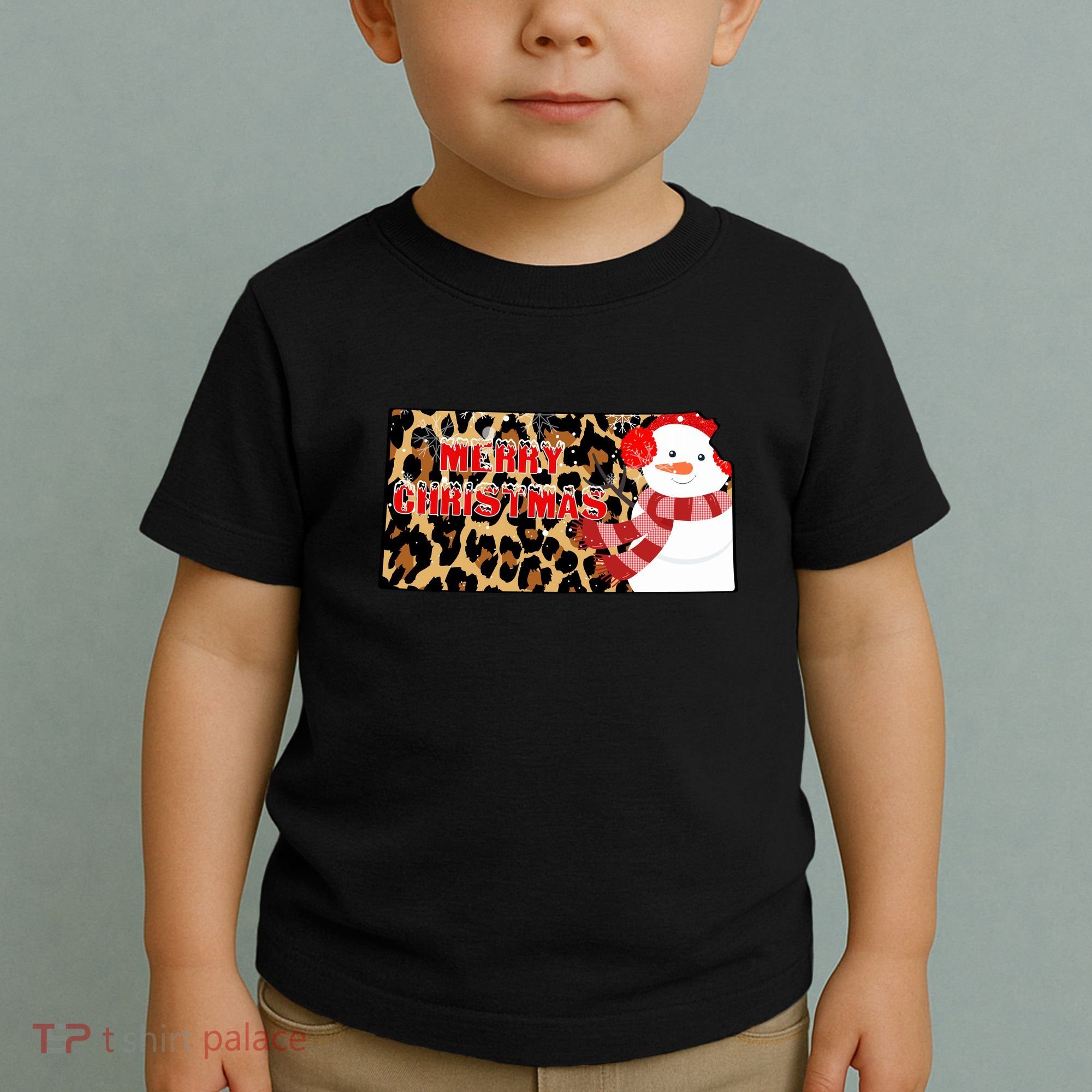 Leopard Kansas Christmas With Snowman Toddler T-Shirt