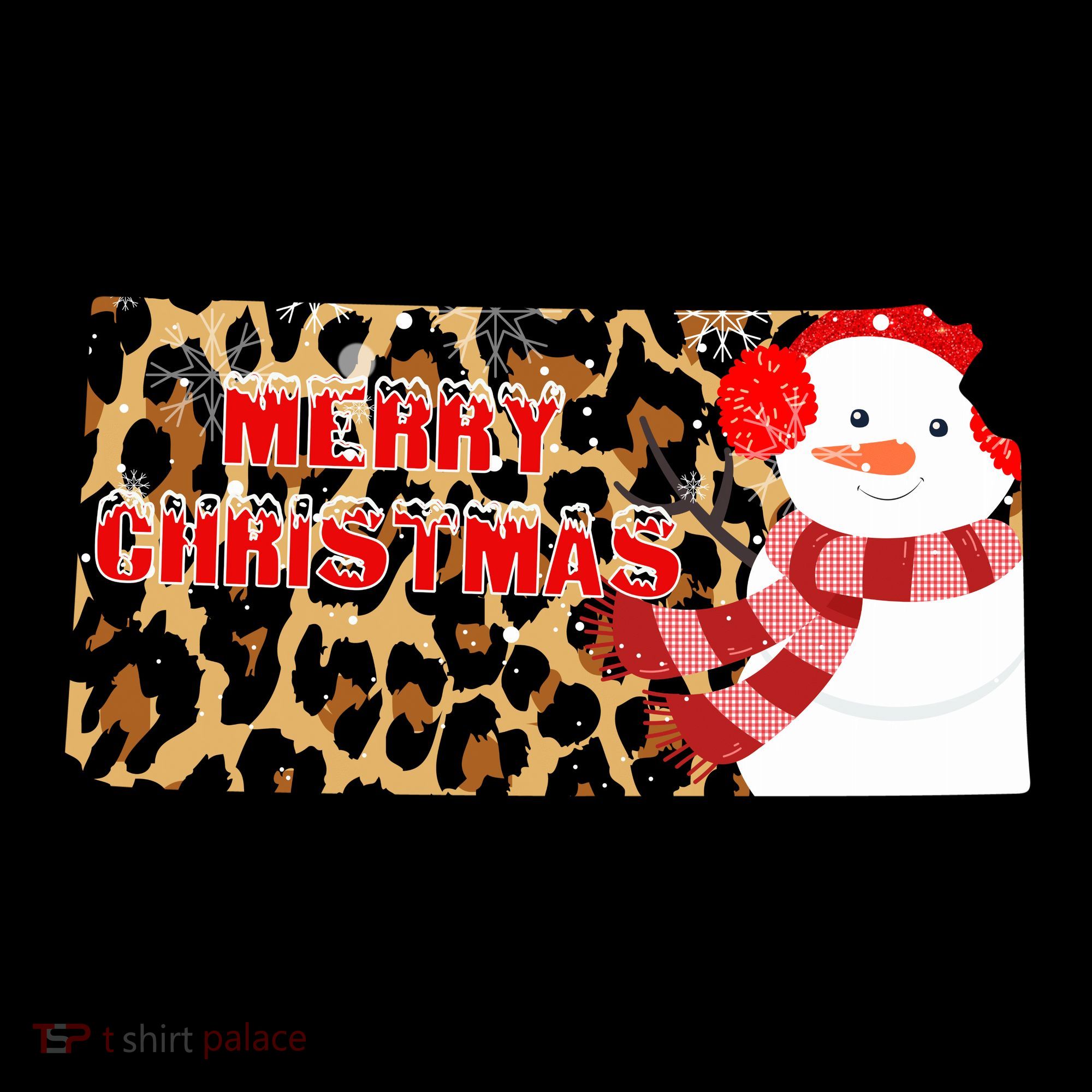 Leopard Kansas Christmas With Snowman Women's T-Shirt
