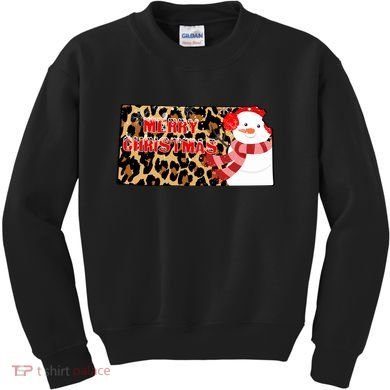 Leopard Kansas Christmas With Snowman Kids Sweatshirt