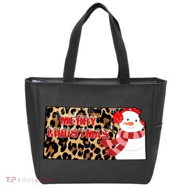 Leopard Kansas Christmas With Snowman Tote Bag