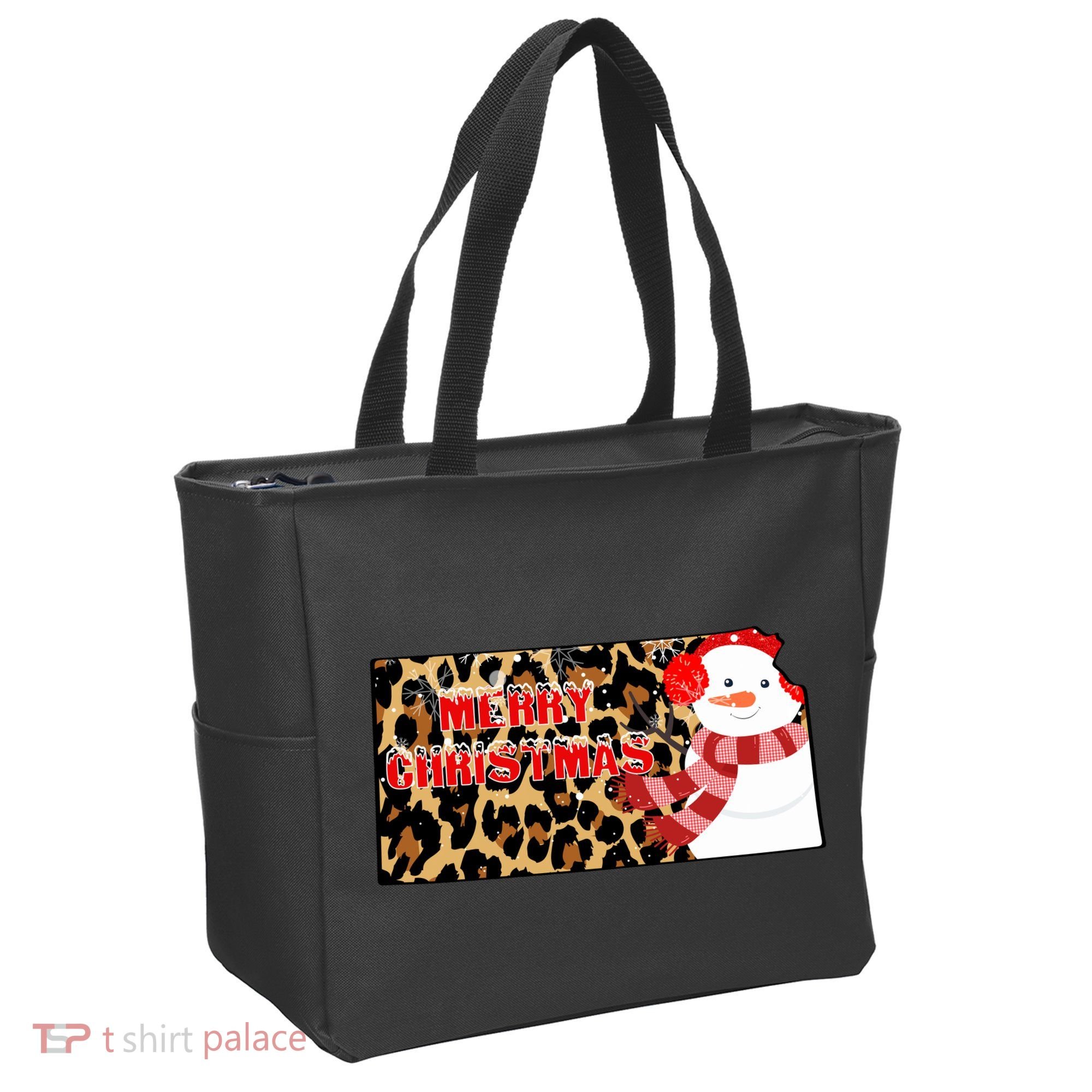 Leopard Kansas Christmas With Snowman Tote Bag