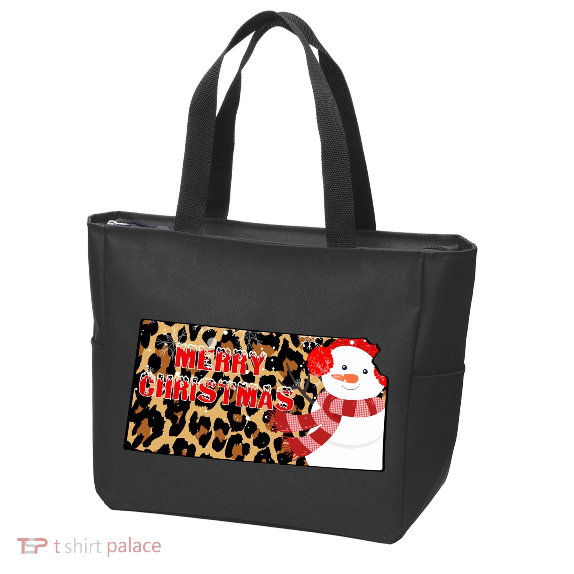 Leopard Kansas Christmas With Snowman Tote Bag