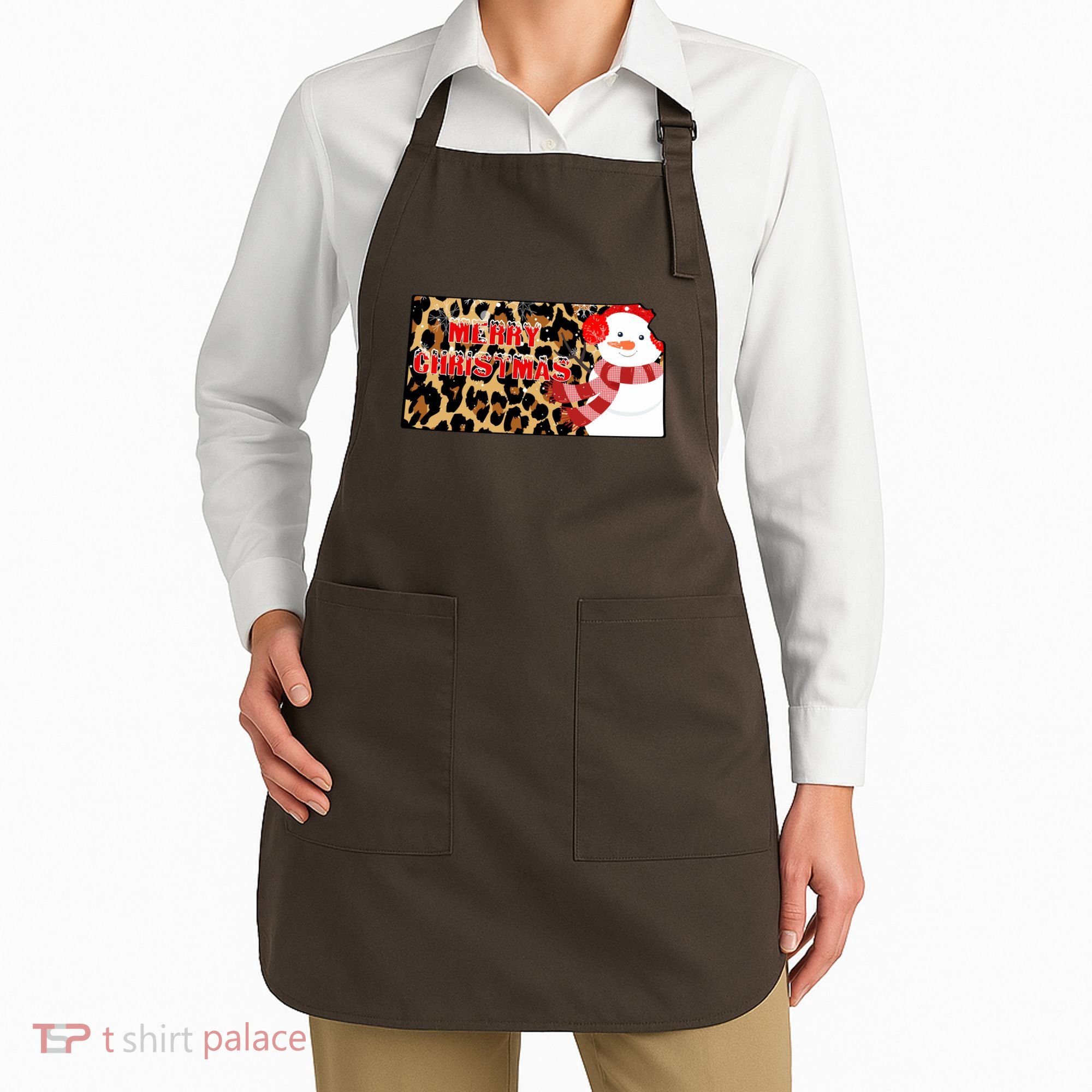 Leopard Kansas Christmas With Snowman Apron