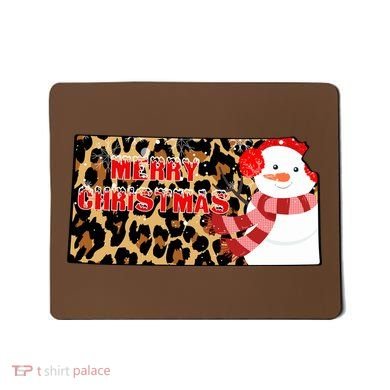 Leopard Kansas Christmas With Snowman Mousepad