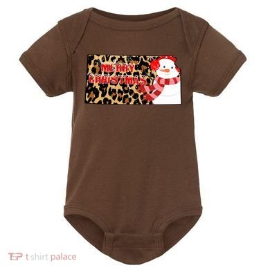 Leopard Kansas Christmas With Snowman Baby Bodysuit