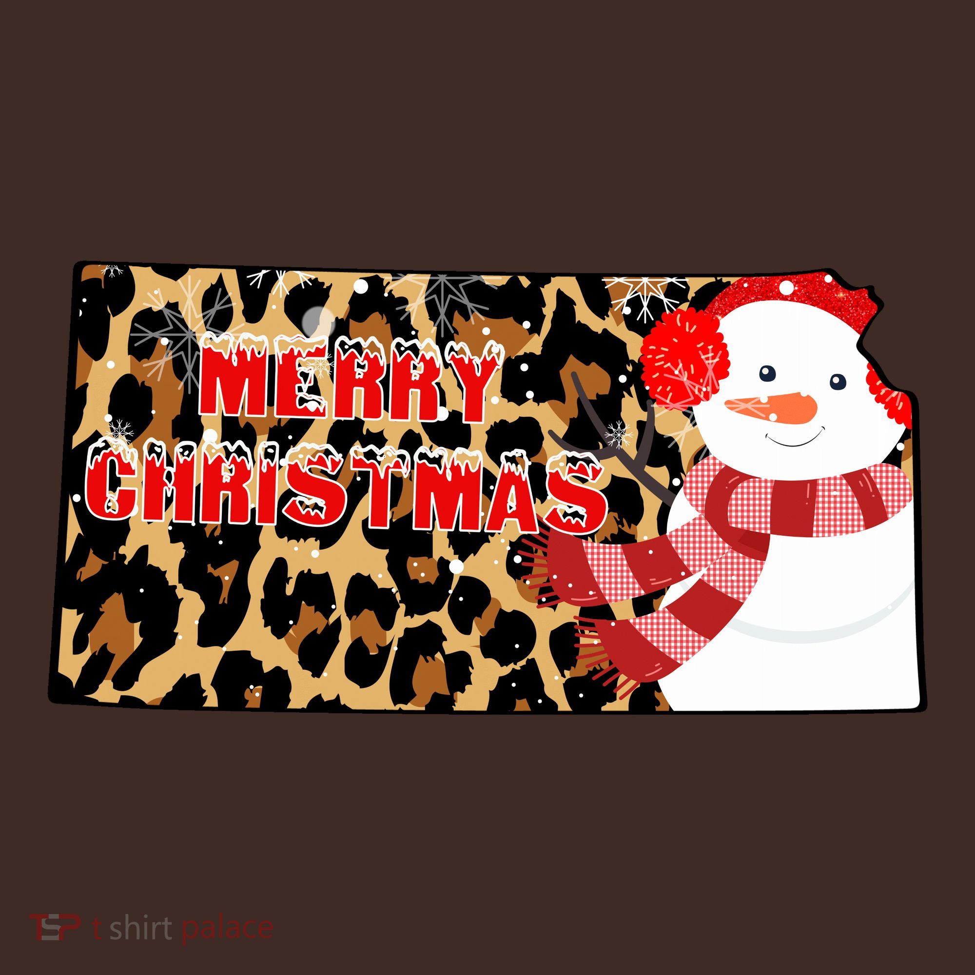 Leopard Kansas Christmas With Snowman Baby Bodysuit