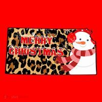 Leopard Kansas Christmas With Snowman Santa Hat thumb 1