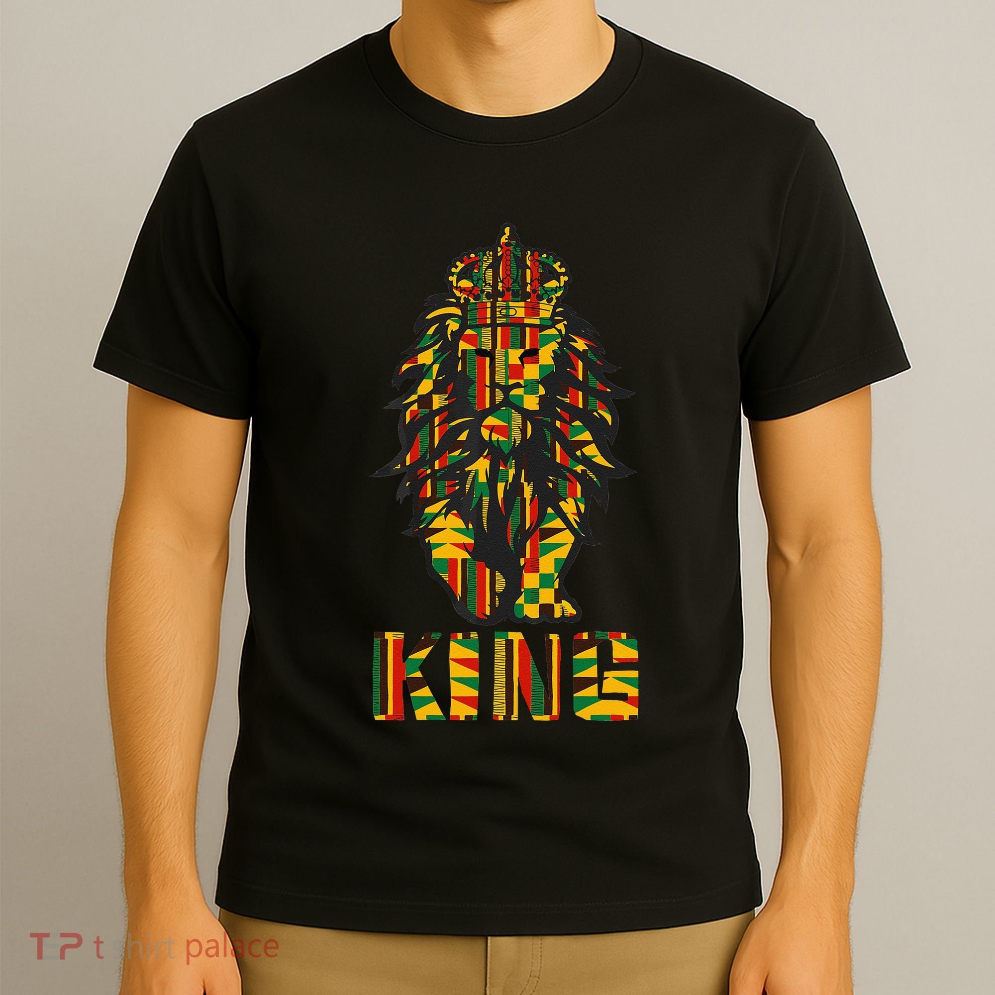 Lion Kente Cloth For King African Lover T-Shirt