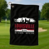 Louisville Kentucky Gift Geographic Coordinates Golf Towel thumb 1