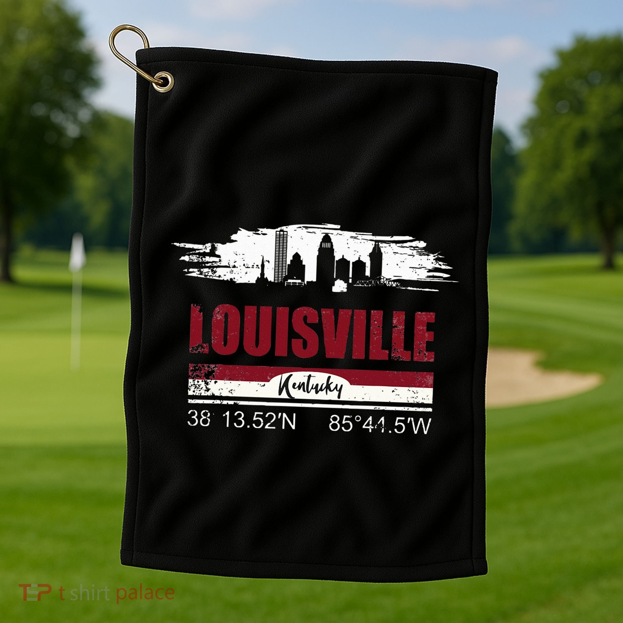Louisville Kentucky Gift Geographic Coordinates Golf Towel