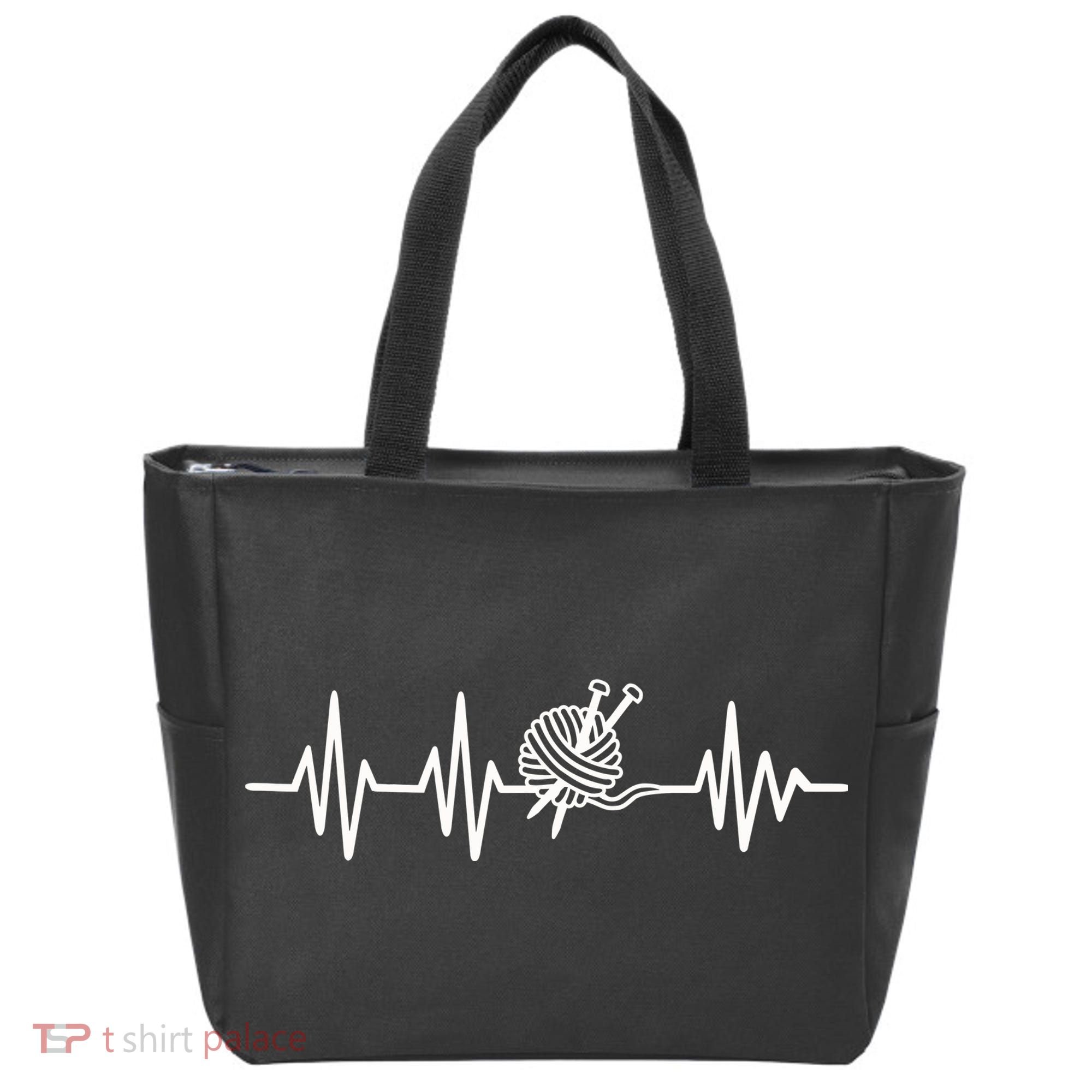 Love Knitting Heartbeat Tote Bag