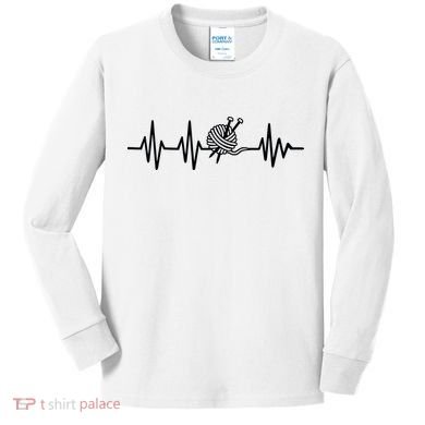 Love Knitting Heartbeat Kids Long Sleeve Shirt