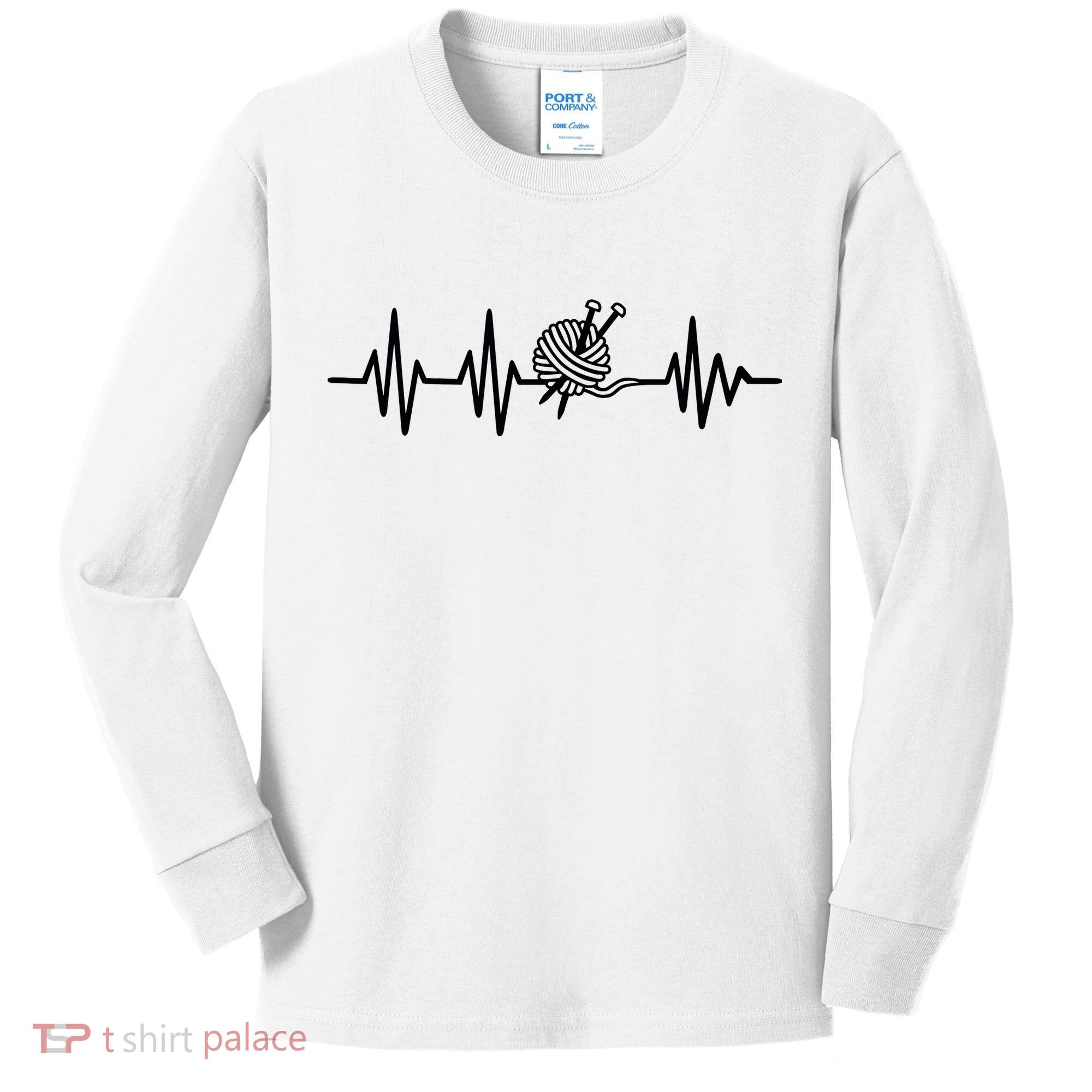 Love Knitting Heartbeat Kids Long Sleeve Shirt