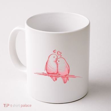 Lovebirds Kissing Coffee Mug