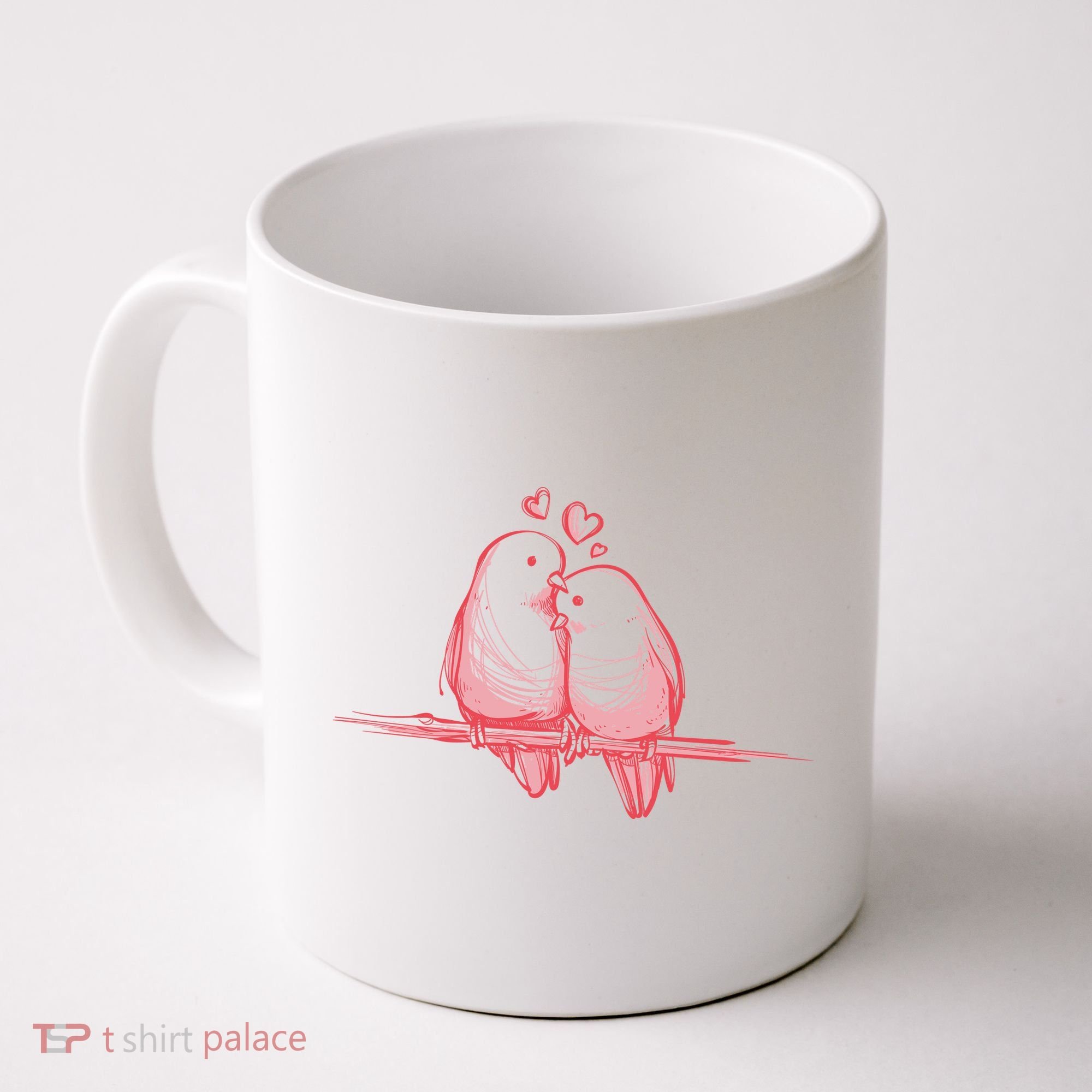 Lovebirds Kissing Coffee Mug