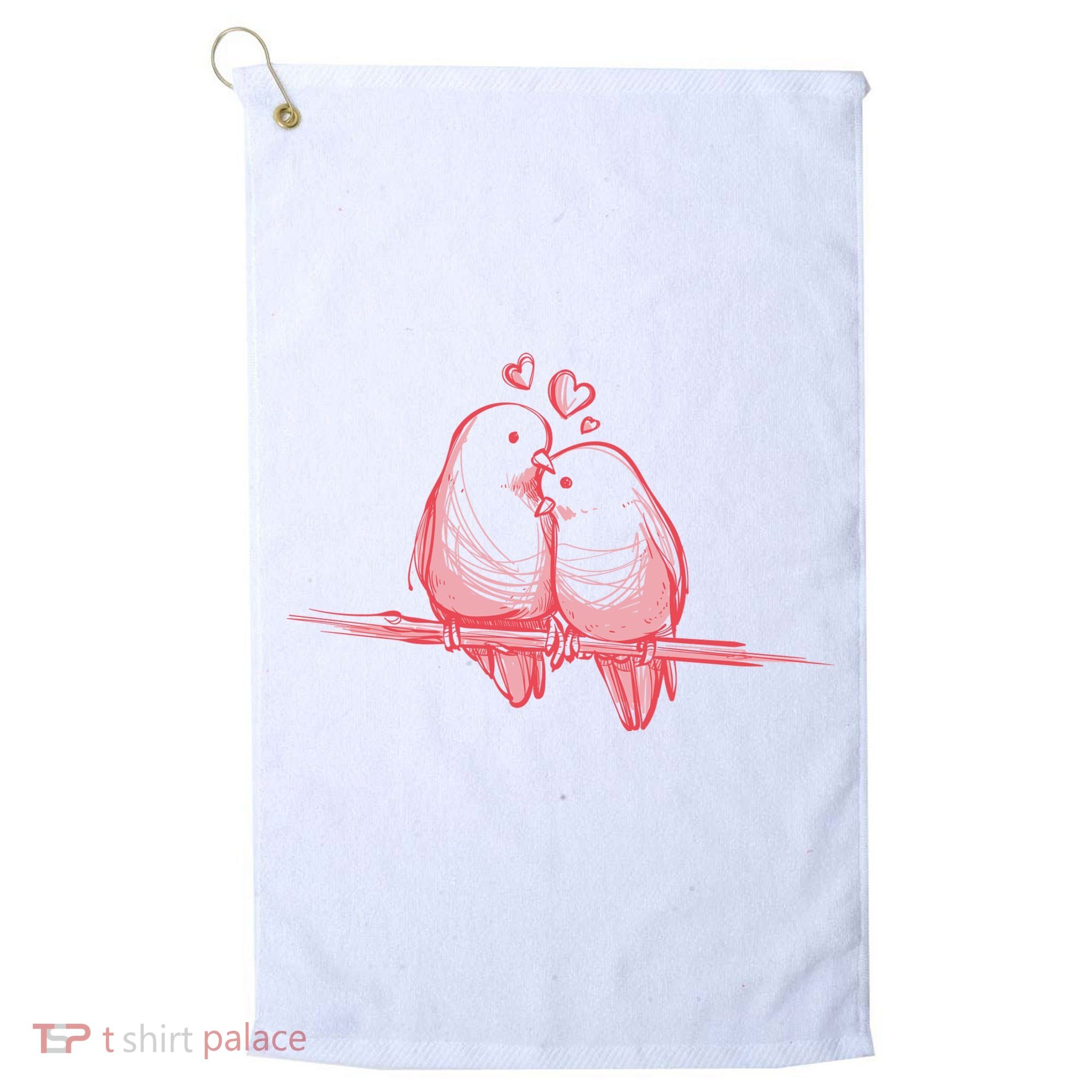 Lovebirds Kissing Golf Towel