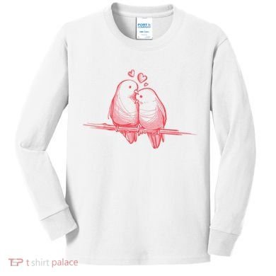 Lovebirds Kissing Kids Long Sleeve Shirt
