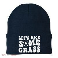 Let’S Kick Some Grass Funny Cheer Soccer Mom Beanie thumb 0