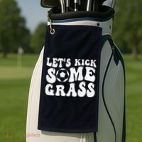 Let’S Kick Some Grass Funny Cheer Soccer Mom Golf Towel thumb 2