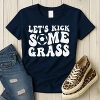 Let’S Kick Some Grass Funny Cheer Soccer Mom Women's T-Shirt thumb 3