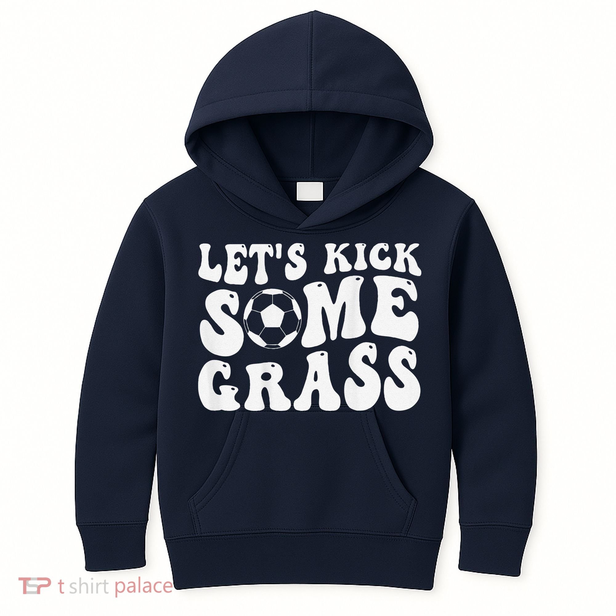 Let’S Kick Some Grass Funny Cheer Soccer Mom Kids Hoodie