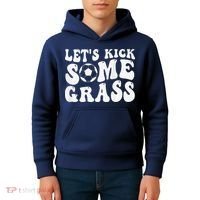 Let’S Kick Some Grass Funny Cheer Soccer Mom Kids Hoodie thumb 4