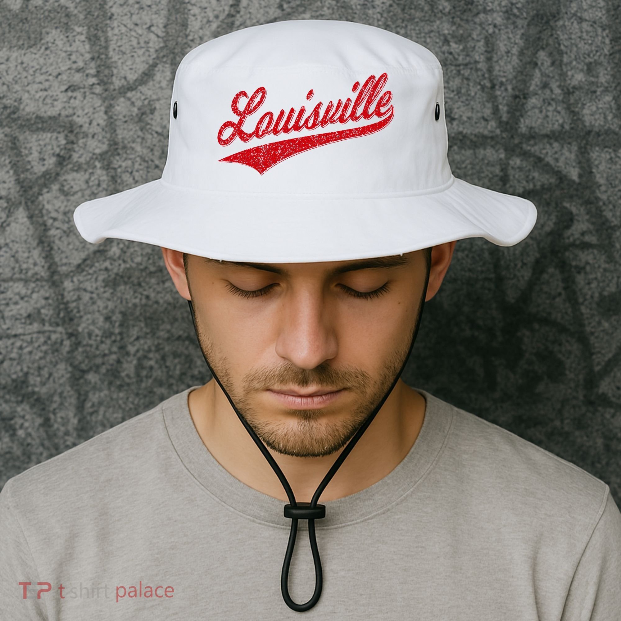Louisville Kentucky Varsity Script Classic Sports Jersey Bucket Hat