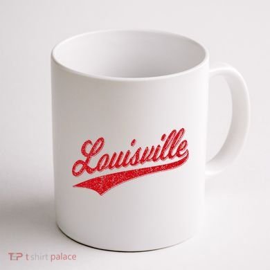 Louisville Kentucky Varsity Script Classic Sports Jersey Coffee Mug back
