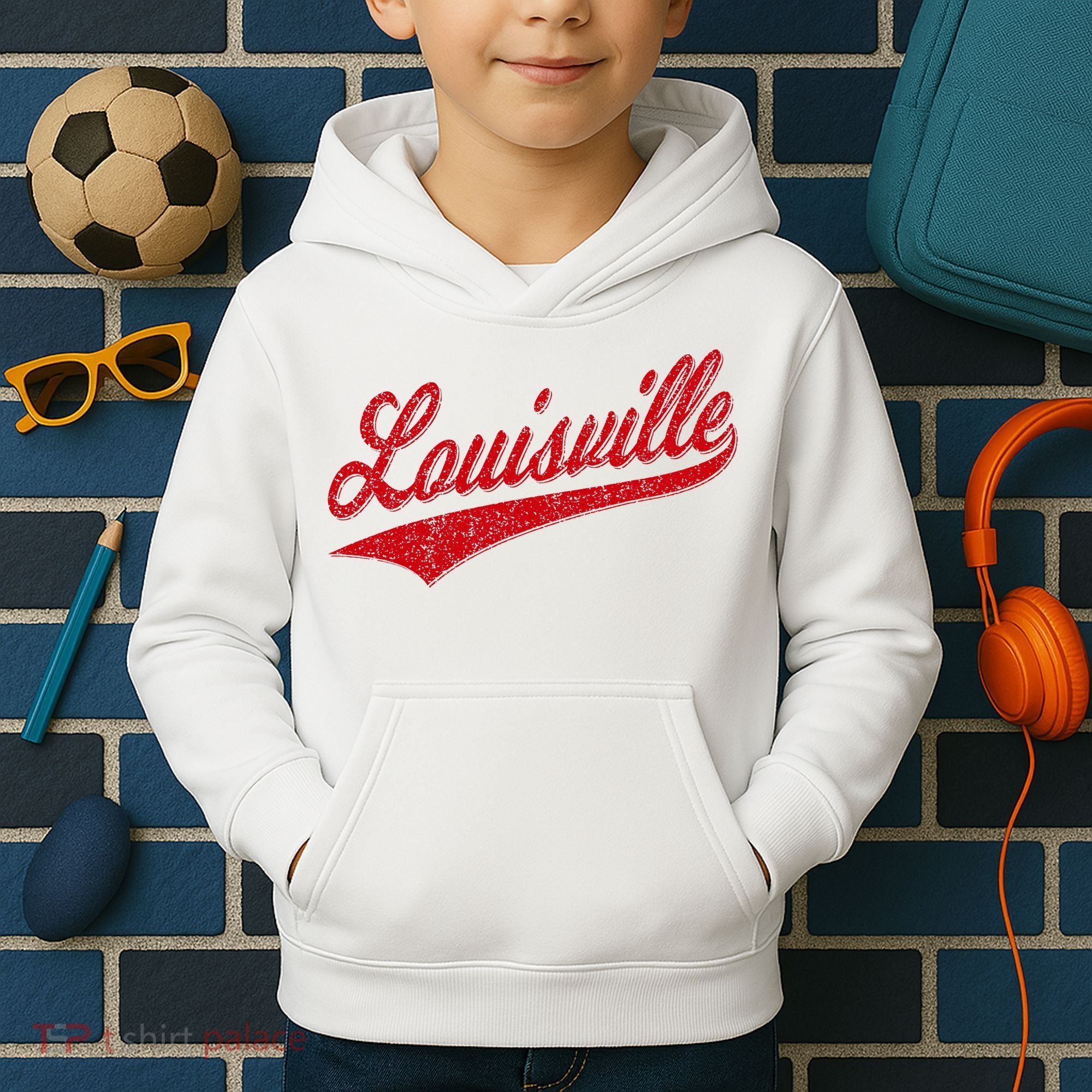 Louisville Kentucky Varsity Script Classic Sports Jersey Kids Hoodie