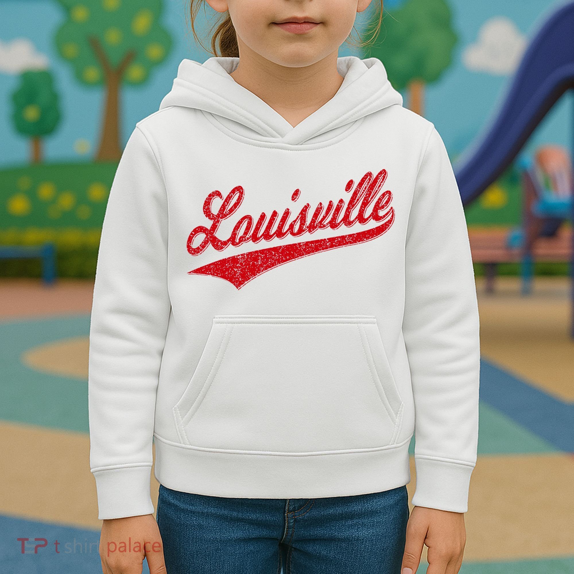 Louisville Kentucky Varsity Script Classic Sports Jersey Kids Hoodie