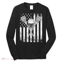 Lacrosse Player Gift LAX American Flag Long Sleeve Shirt thumb 0