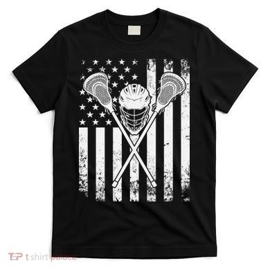 Lacrosse Player Gift LAX American Flag T-Shirt