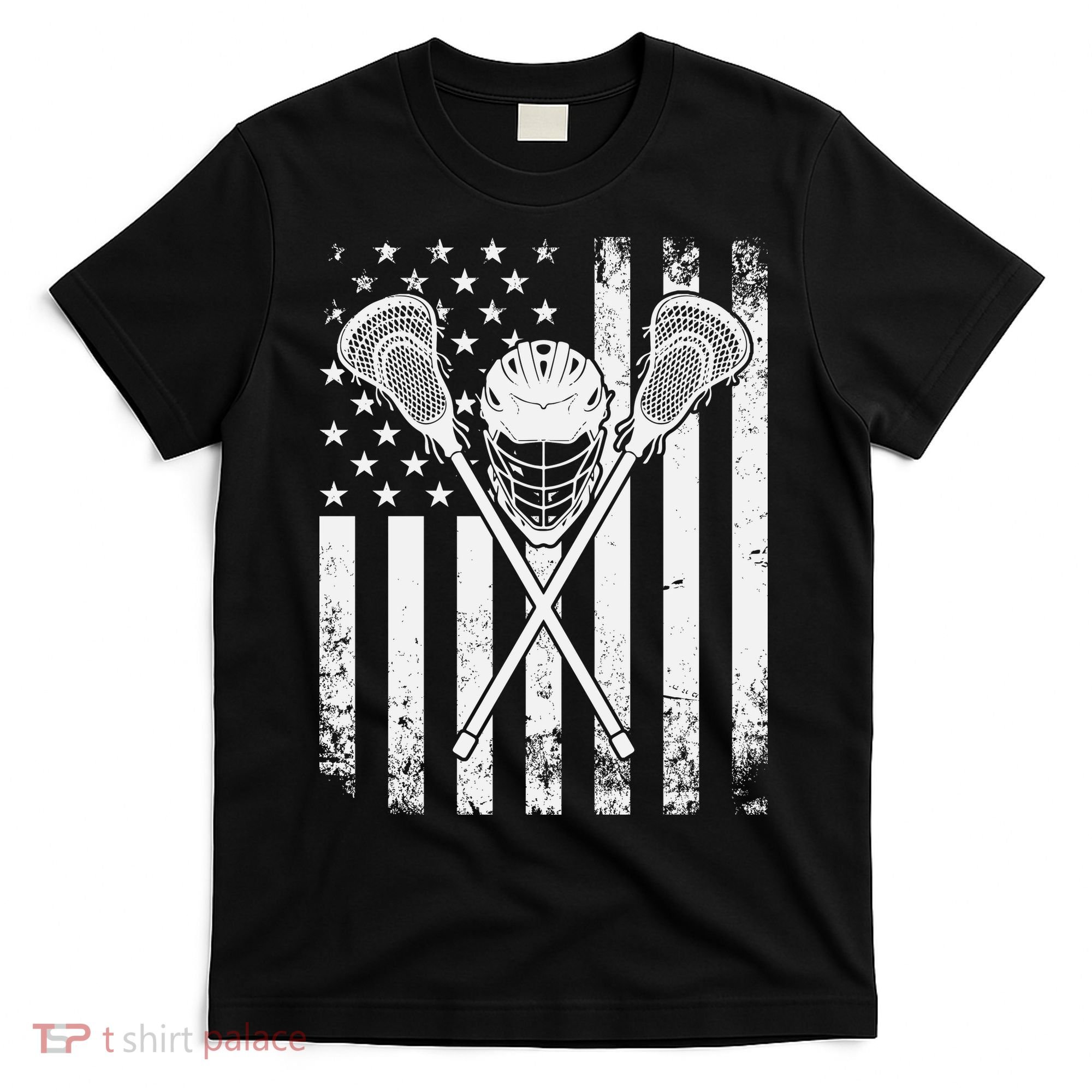 Lacrosse Player Gift LAX American Flag T-Shirt