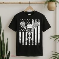 Lacrosse Player Gift LAX American Flag T-Shirt thumb 2